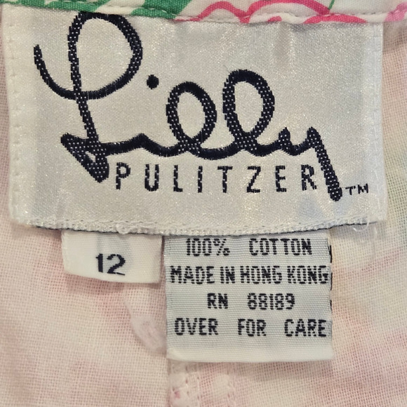Vintage Lilly Pulitzer White Label Baggy Knee-Length Shorts, Self Belt, Sz 12 - Picture 9 of 10